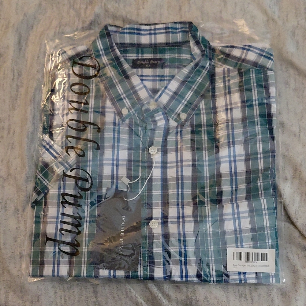 Men's Casual Plaid Shirt - Blue and Green